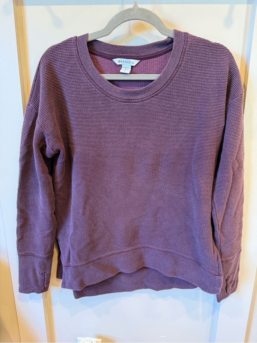 Athleta Mauve Ribbed Crewneck Pullover